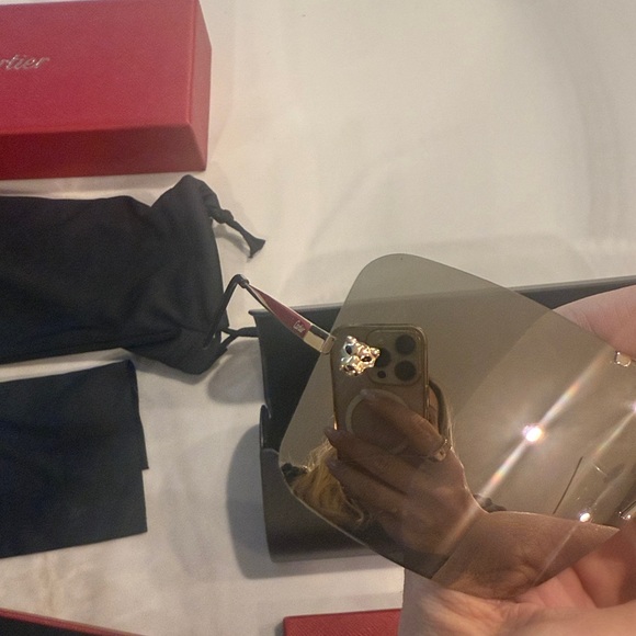 Cartier Black Leather Eyewear Case with Red Signature Boxes - Picture 4 of 4